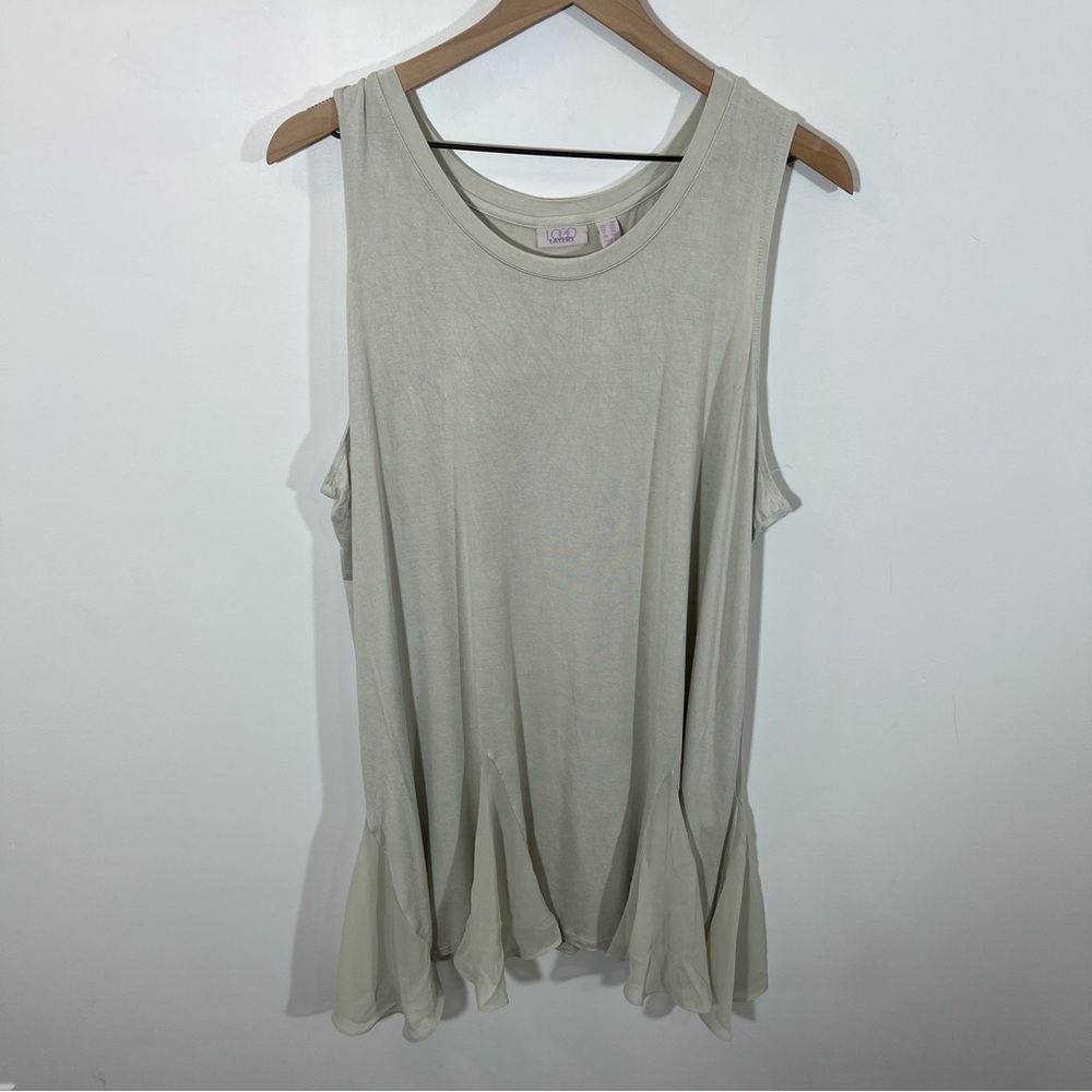 NWOT LOGO Solid Knit Tank with Godet Detail | Size 2X